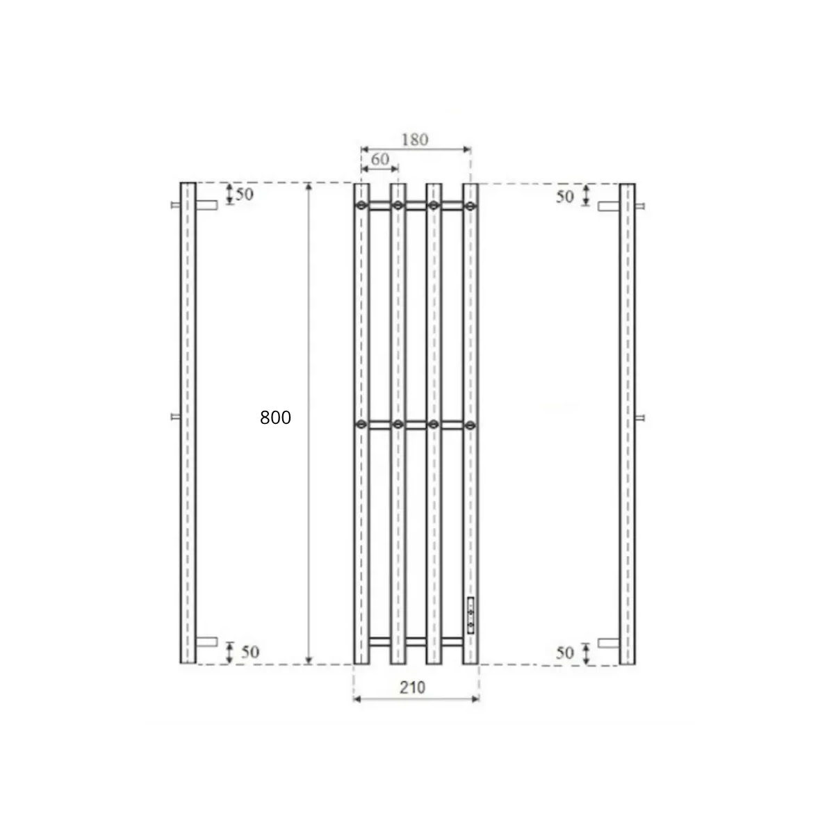 Маргроид Ferrum Inaro 4 СНШ 80*6*18 Графит, скрытого монтажа, таймер справа (8 крючков)