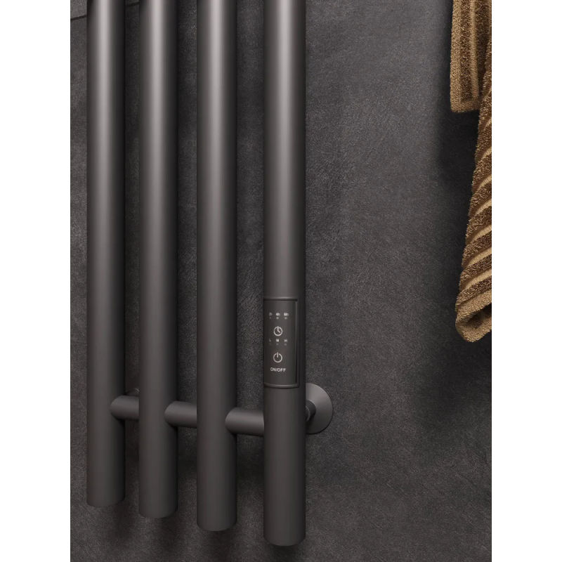 Полотенцесушитель электрический Маргроид Ferrum Inaro 4 СНШ 80×6×18 графит, скрытого монтажа, таймер справа (8 крючков)