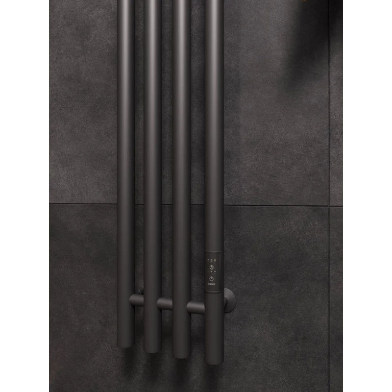 Полотенцесушитель электрический Маргроид Ferrum Inaro 4 СНШ 100×6×18 графит, скрытого монтажа, таймер справа (8 крючков)