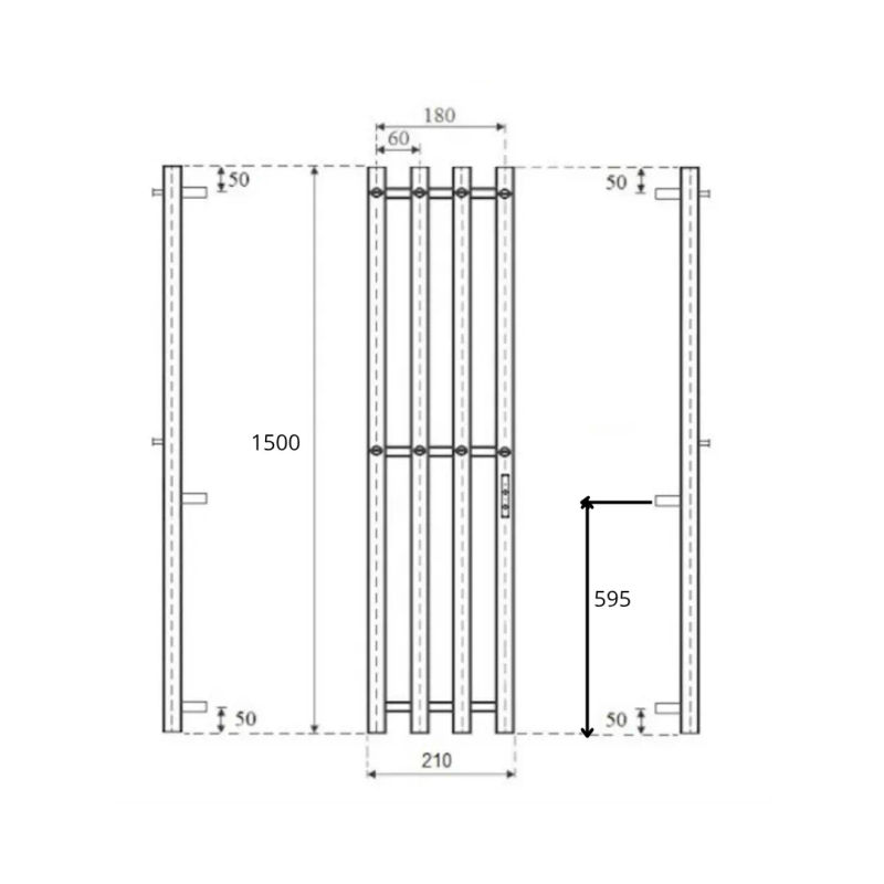 Полотенцесушитель электрический Маргроид Ferrum Inaro 4 СНШ 150×6×18 графит, скрытого монтажа, таймер справа (8 крючков)
