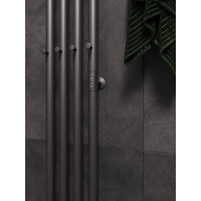 Полотенцесушитель электрический Маргроид Ferrum Inaro 4 СНШ 150×6×18 графит, скрытого монтажа, таймер справа (8 крючков)