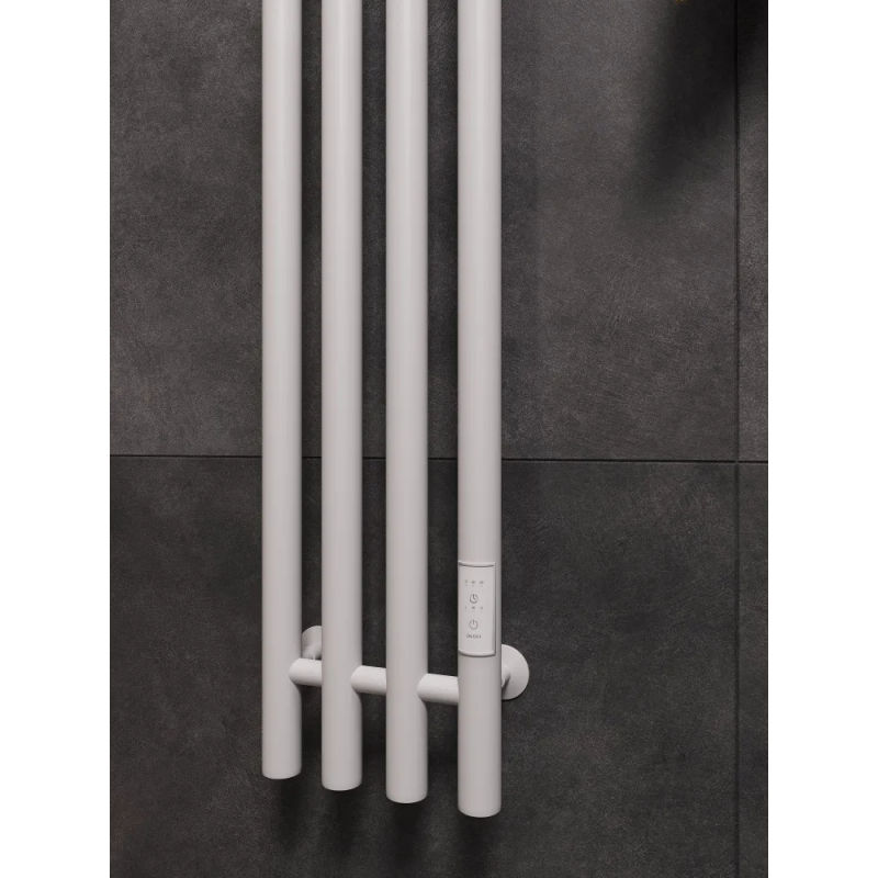Полотенцесушитель электрический Маргроид Ferrum Inaro 4 СНШ 120×6×18 белый матовый, скрытого монтажа, таймер справа (8 крючков)