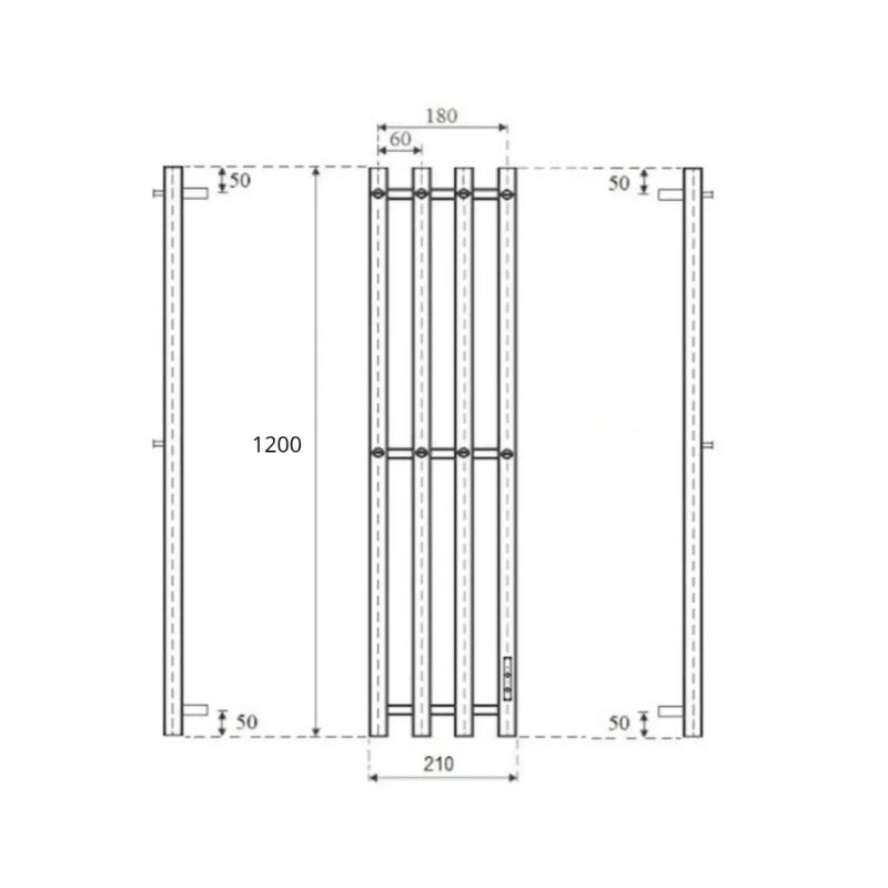 Полотенцесушитель электрический Маргроид Ferrum Inaro 4 СНШ 120×6×18 белый матовый, скрытого монтажа, таймер справа (8 крючков)