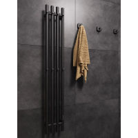 Полотенцесушитель электрический Маргроид Ferrum Inaro 4 СНШ 100×6×18 черный матовый, скрытого монтажа, таймер справа (8 крючков) — 4