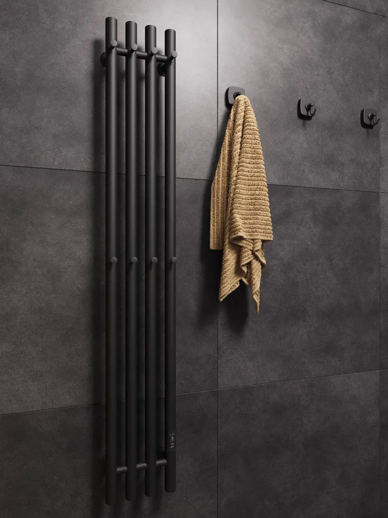Маргроид Ferrum Inaro 4 СНШ 100*6*18 Черный матовый, скрытого монтажа, таймер справа (8 крючков)