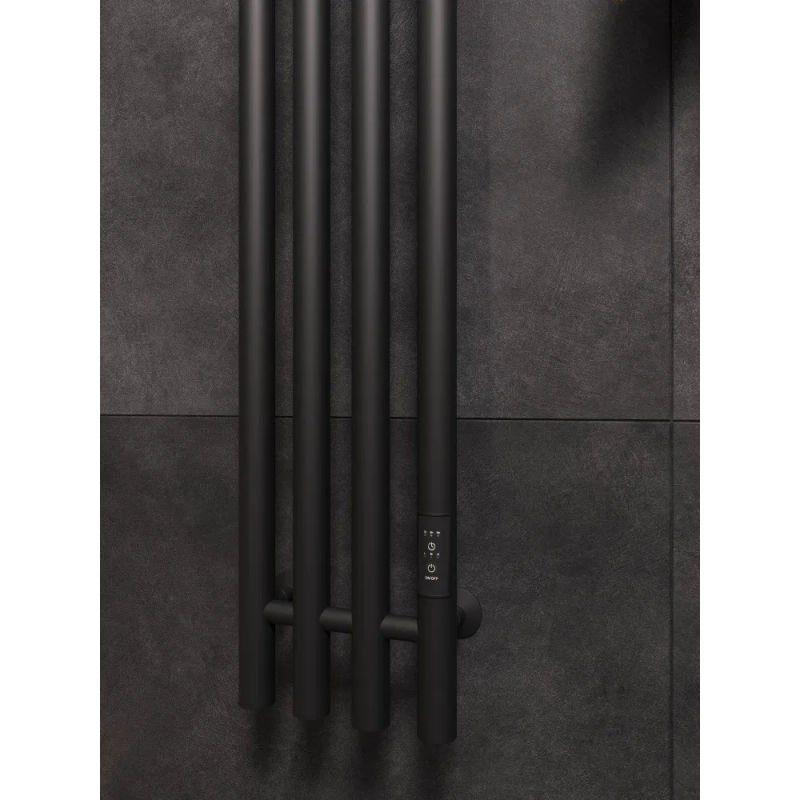 Полотенцесушитель электрический Маргроид Ferrum Inaro 4 СНШ 100×6×18 черный матовый, скрытого монтажа, таймер справа (8 крючков)