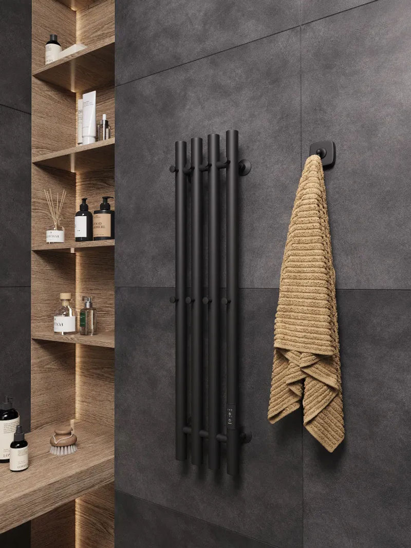 Маргроид Ferrum Inaro 4 СНШ 80*6*18 Черный матовый, скрытого монтажа, таймер справа (8 крючков)