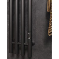 Полотенцесушитель электрический Маргроид Ferrum Inaro 4 СНШ 80×6×18 черный матовый, скрытого монтажа, таймер справа (8 крючков) — 5