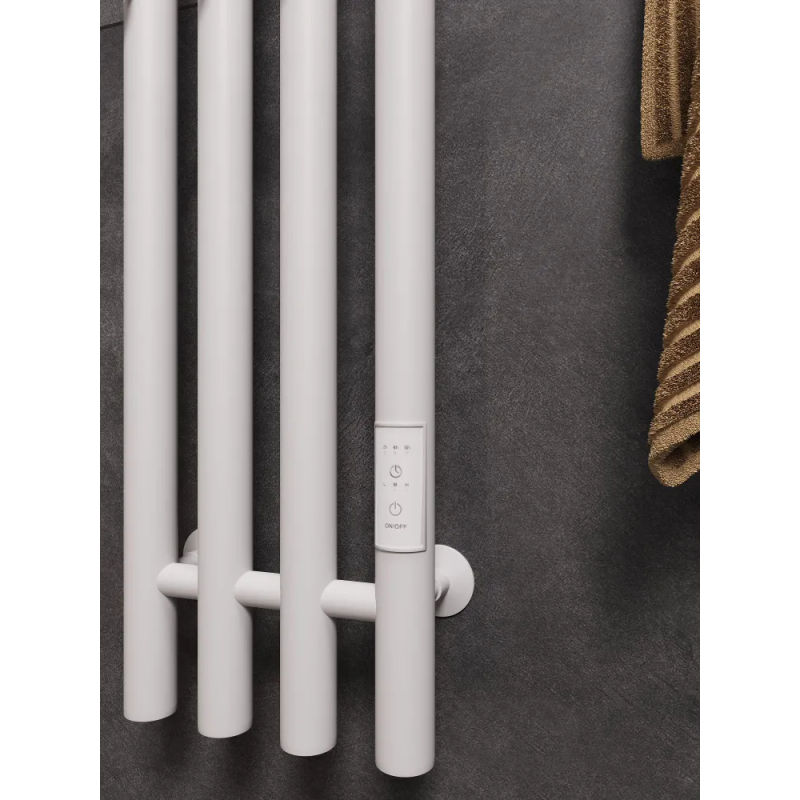 Полотенцесушитель электрический Маргроид Ferrum Inaro 4 СНШ 80×6×18 белый матовый, скрытого монтажа, таймер справа (8 крючков)