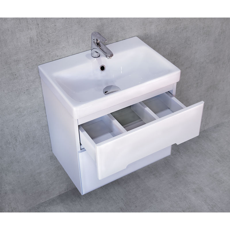 Тумба под раковину Jorno Moduo Slim 60 подвесная / Mod.01.60/P/W белая