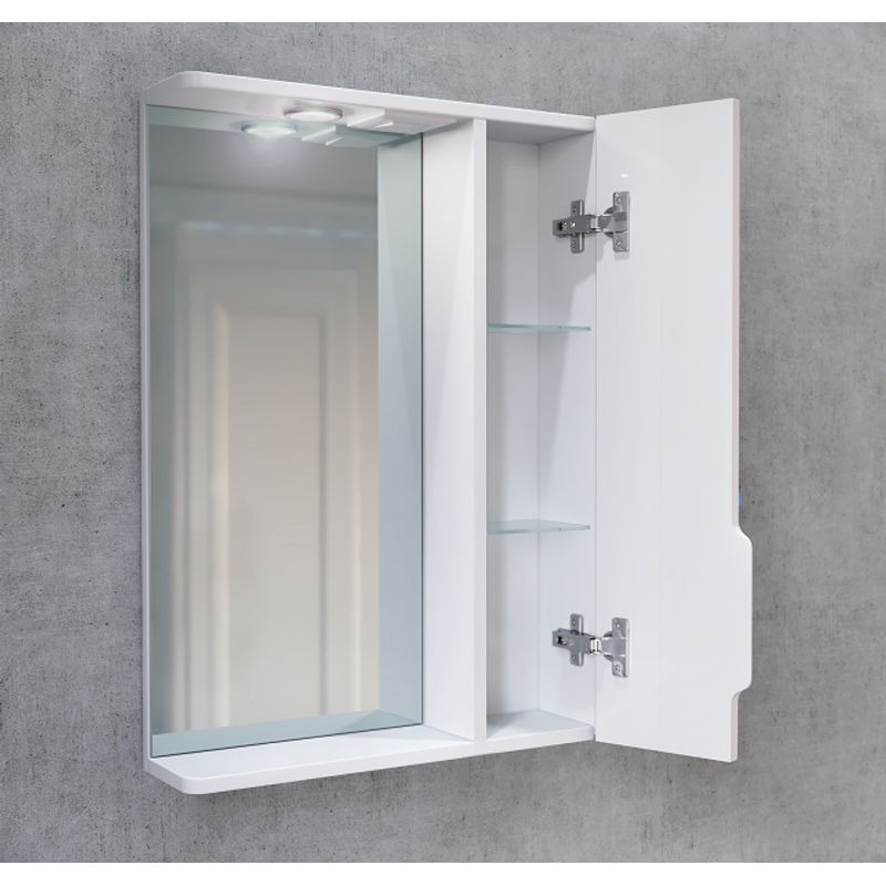 Шкаф с зеркалом для ванной Jorno Moduo Slim 50 / Mod.03.50/W с подсветкой