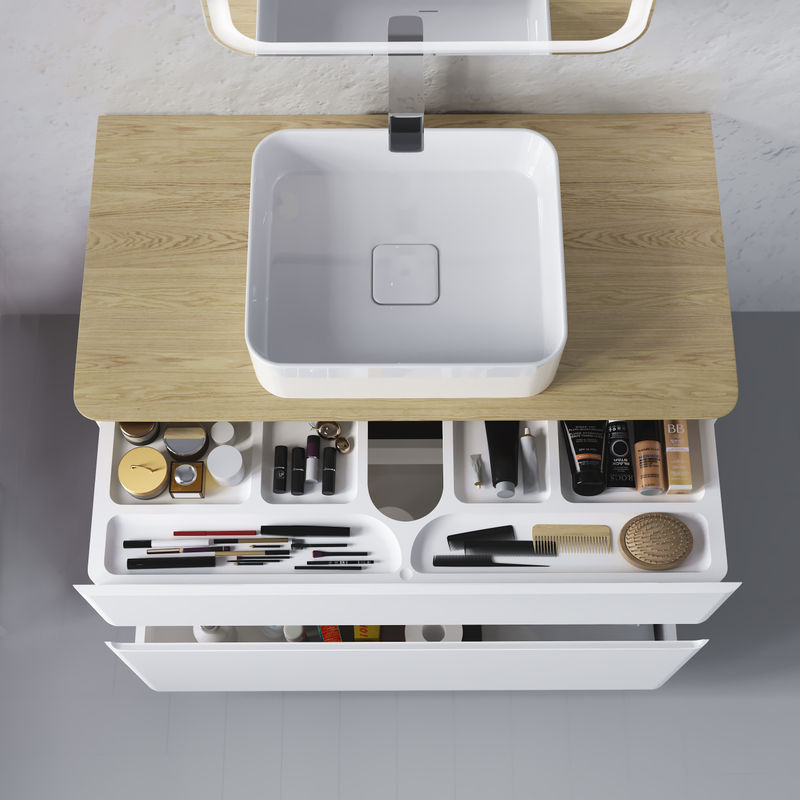 Тумба под раковину Raval Morelle 100 подвесная Mrl.01.100/P/W-O/RL белая/охра