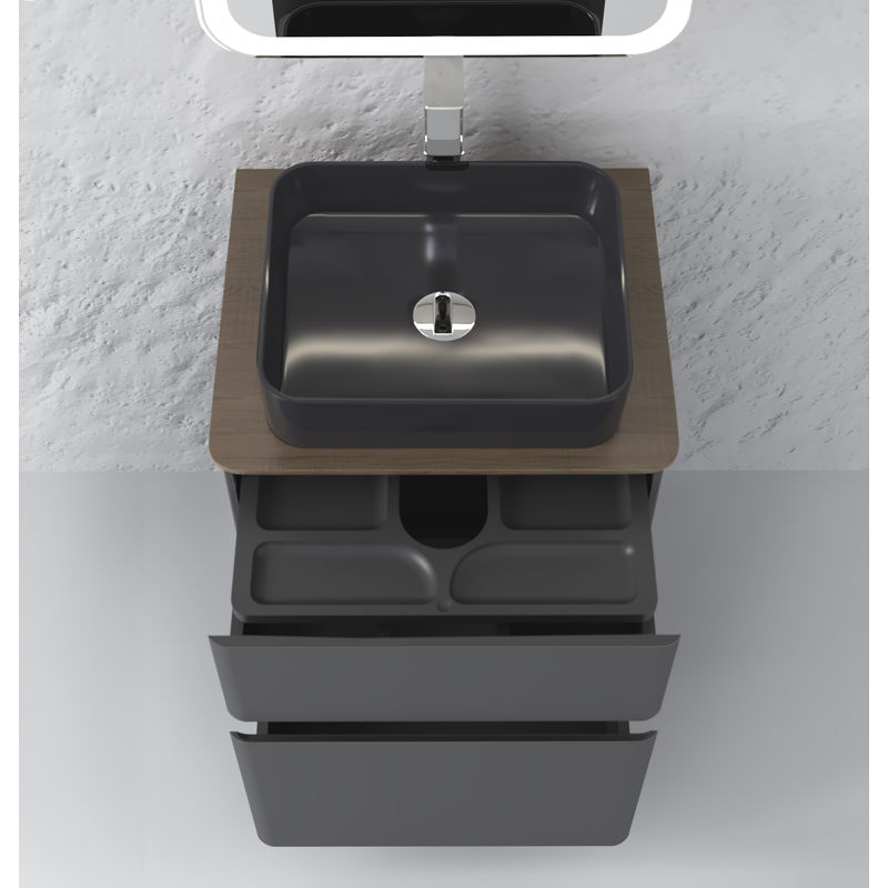 Тумба под раковину Raval Morelle 60 напольная Mrl.01.60/N/A-T/RL антрацит/трюфель