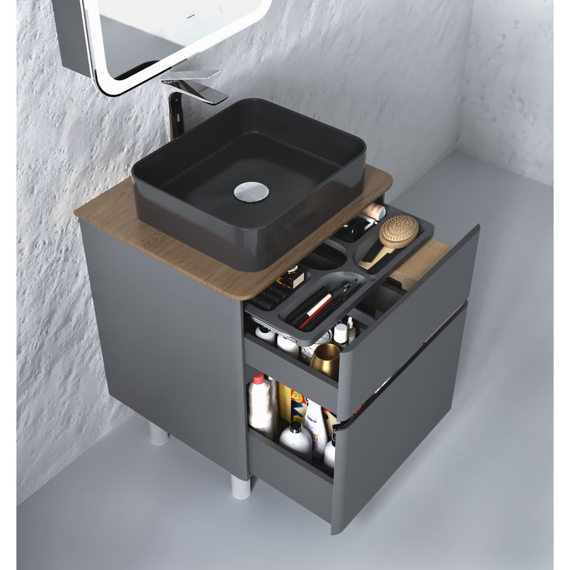 Тумба под раковину Raval Morelle 60 напольная Mrl.01.60/N/A-T/RL антрацит/трюфель