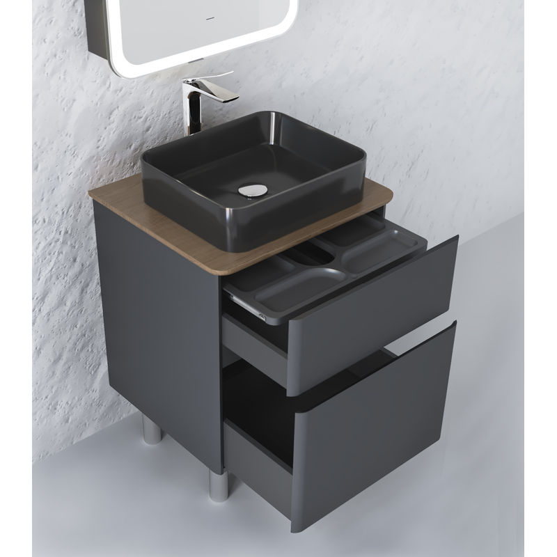 Тумба под раковину Raval Morelle 60 напольная Mrl.01.60/N/A-T/RL антрацит/трюфель