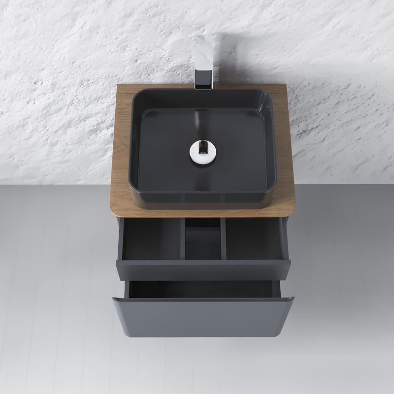 Тумба под раковину Raval Morelle 60 подвесная Mrl.01.60/P/A-T/RL антрацит/трюфель