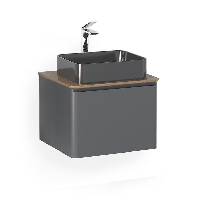 Тумба под раковину Raval Morelle 60 подвесная Mrl.01.60/P/A-T/RL антрацит/трюфель
