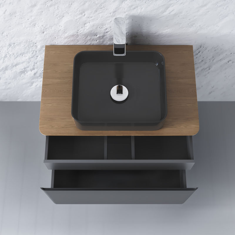 Тумба под раковину Raval Morelle 80 подвесная Mrl.01.80/P/A-T/RL антрацит/трюфель