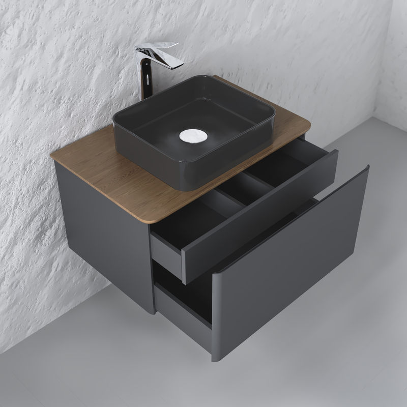 Тумба под раковину Raval Morelle 80 подвесная Mrl.01.80/P/A-T/RL антрацит/трюфель