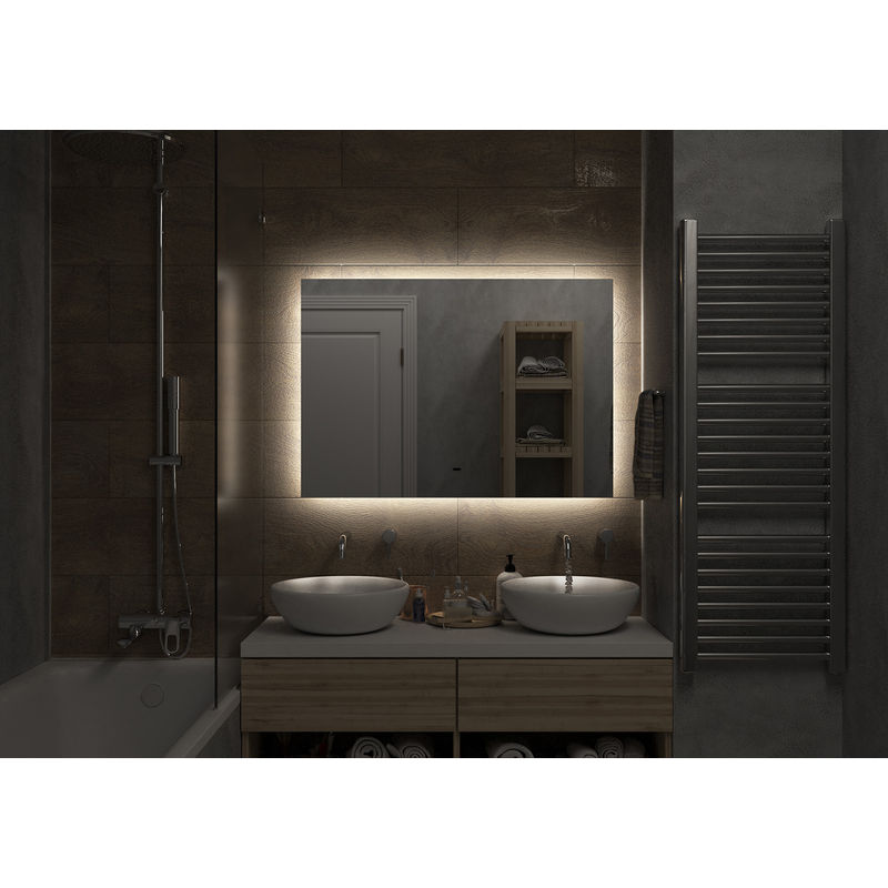 Зеркало Misty Нембус 1000х700 Led холодная подсветка ореол с подогревом / НЕМ-02-100/70-14