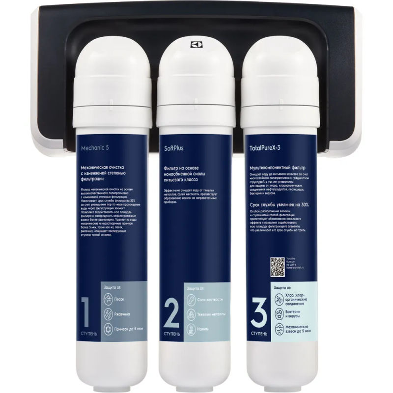Фильтр для очистки воды Electrolux iStream TotalPureX-3 Softening для очистки и смягчения жесткой воды c высоким содержанием хлора, хлорорганических соединений и механических примесей
