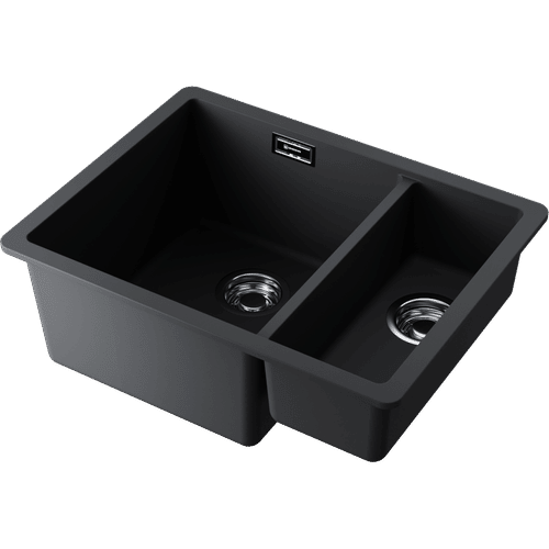 Кухонная мойка из искусственного камня Omoikiri Kata 55-2-U-BL 4993389 (artgranit/черный)