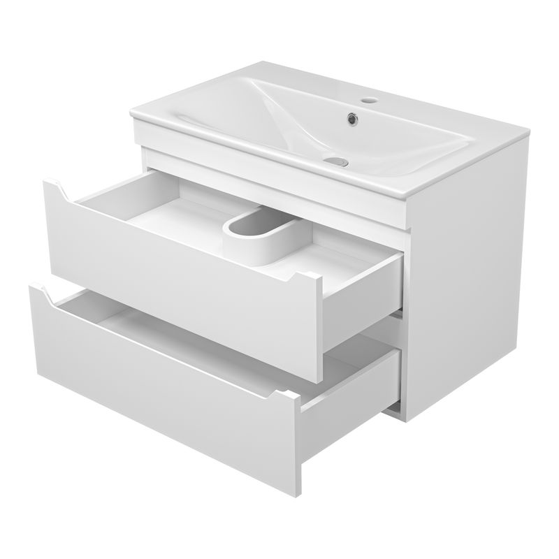 Тумба под раковину Misty Бриз 80 подвесная 2 ящ. / П-Бри-09080-012Я белая матовая эмаль