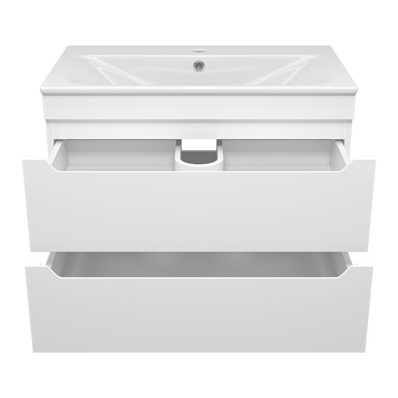 Тумба под раковину Misty Бриз 80 подвесная 2 ящ. / П-Бри-09080-012Я белая матовая эмаль