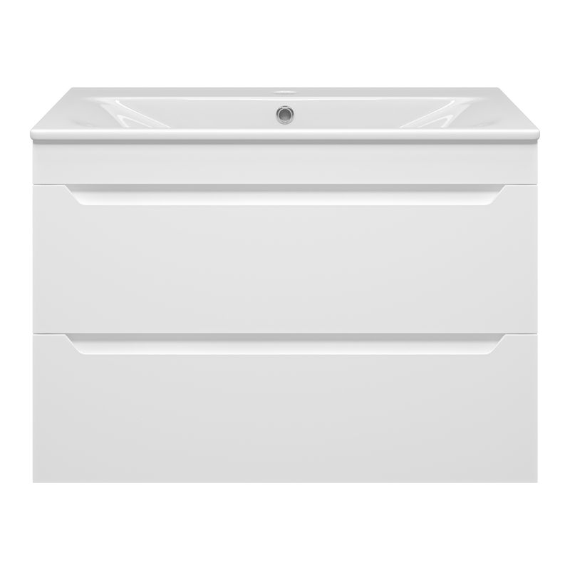 Тумба под раковину Misty Бриз 80 подвесная 2 ящ. / П-Бри-09080-012Я белая матовая эмаль