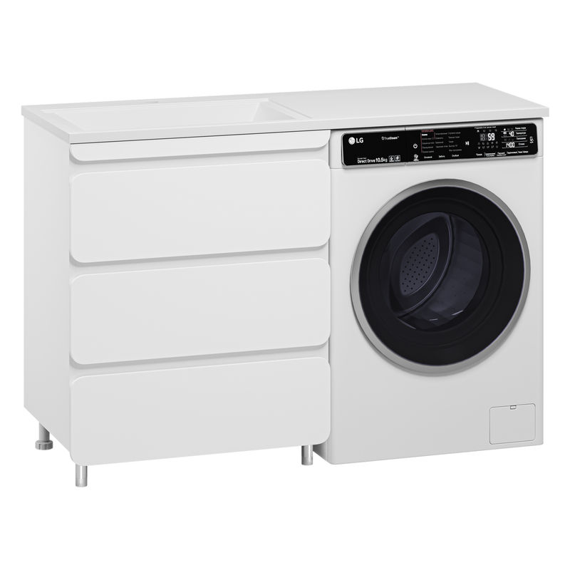 Тумба под раковину Misty Чегет 70 напольная 3 ящ. под стиральную машину / П-Чег-01070-01Н3Я белая