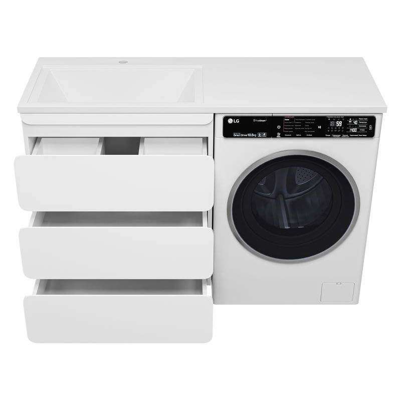 Тумба под раковину Misty Чегет 70 напольная 3 ящ. под стиральную машину / П-Чег-01070-01Н3Я белая