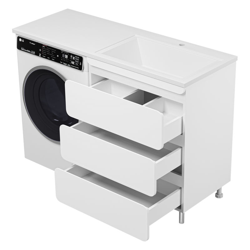 Тумба под раковину Misty Чегет 70 напольная 3 ящ. под стиральную машину / П-Чег-01070-01Н3Я белая