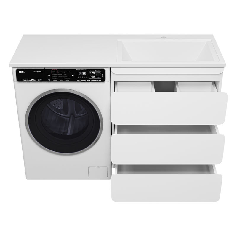 Тумба под раковину Misty Чегет 70 напольная 3 ящ. под стиральную машину / П-Чег-01070-01Н3Я белая