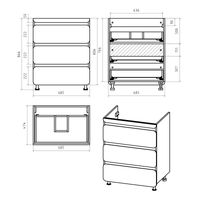 Тумба под раковину Misty Чегет 70 напольная 3 ящ. под стиральную машину / П-Чег-01070-01Н3Я белая — 10