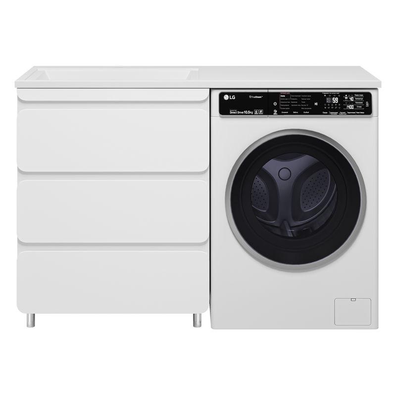 Тумба под раковину Misty Чегет 70 напольная 3 ящ. под стиральную машину / П-Чег-01070-01Н3Я белая