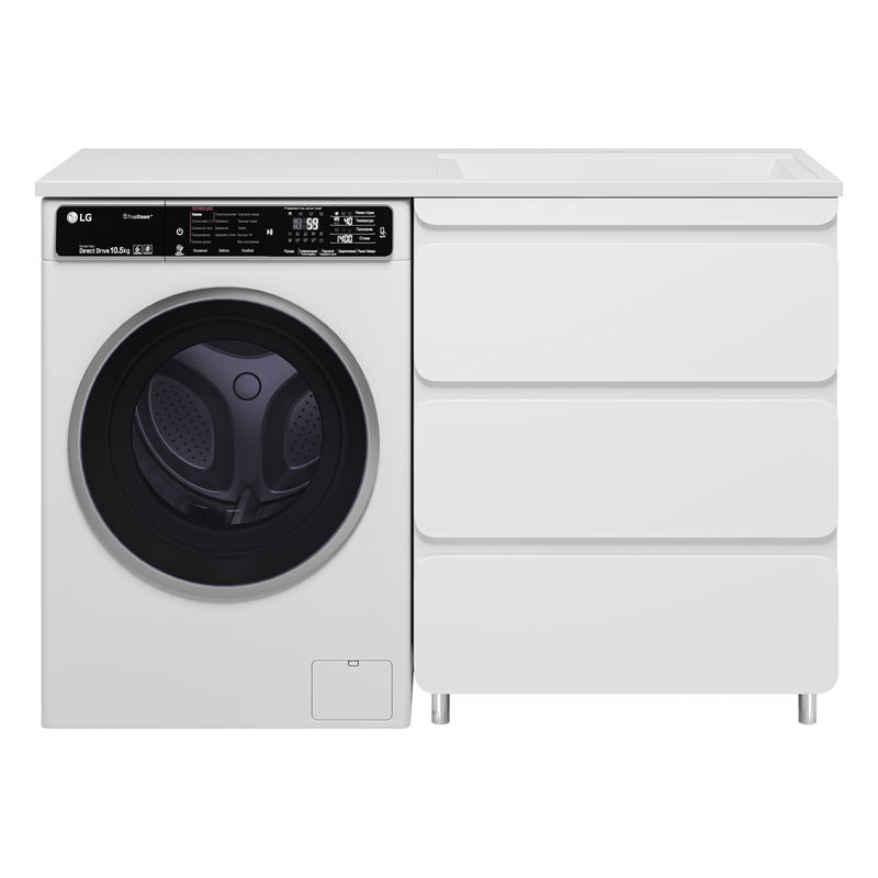 Тумба под раковину Misty Чегет 70 напольная 3 ящ. под стиральную машину / П-Чег-01070-01Н3Я белая