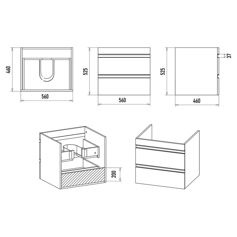 Тумба под раковину Misty Ингрид 60 подвесная с 2 ящ. П-Инг-01060-011П2Я