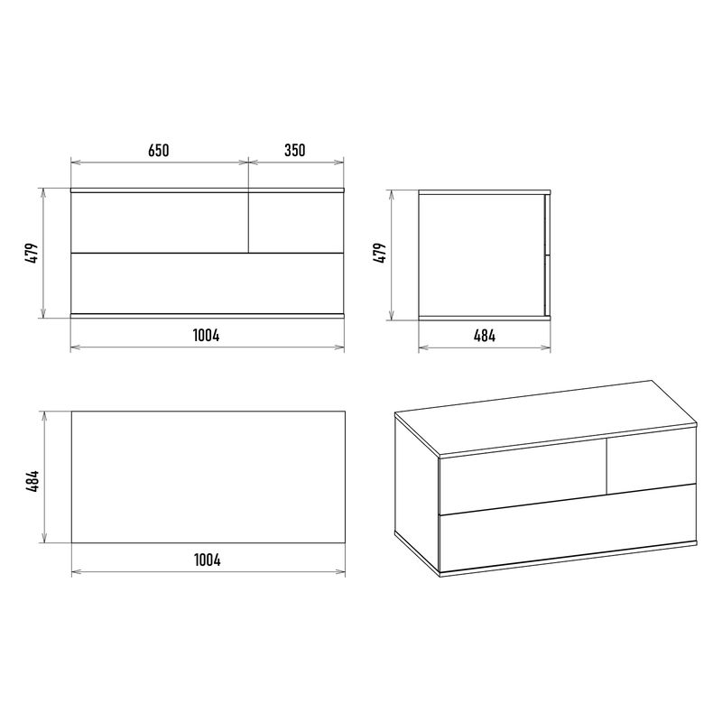 Тумба под раковину Misty Коломбо 100 подвесная 2 ящ. лев. П-Кол-01100-074ПЛ