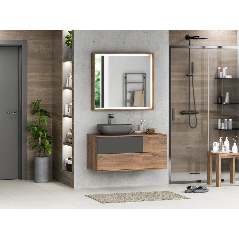 Тумба под раковину Misty Коломбо 100 подвесная 2 ящ. лев. П-Кол-01100-074ПЛ