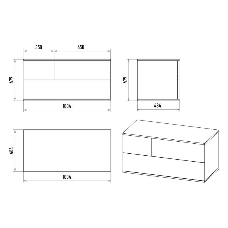 Тумба под раковину Misty Коломбо 100 подвесная 2 ящ. прав. П-Кол-01100-074ПП