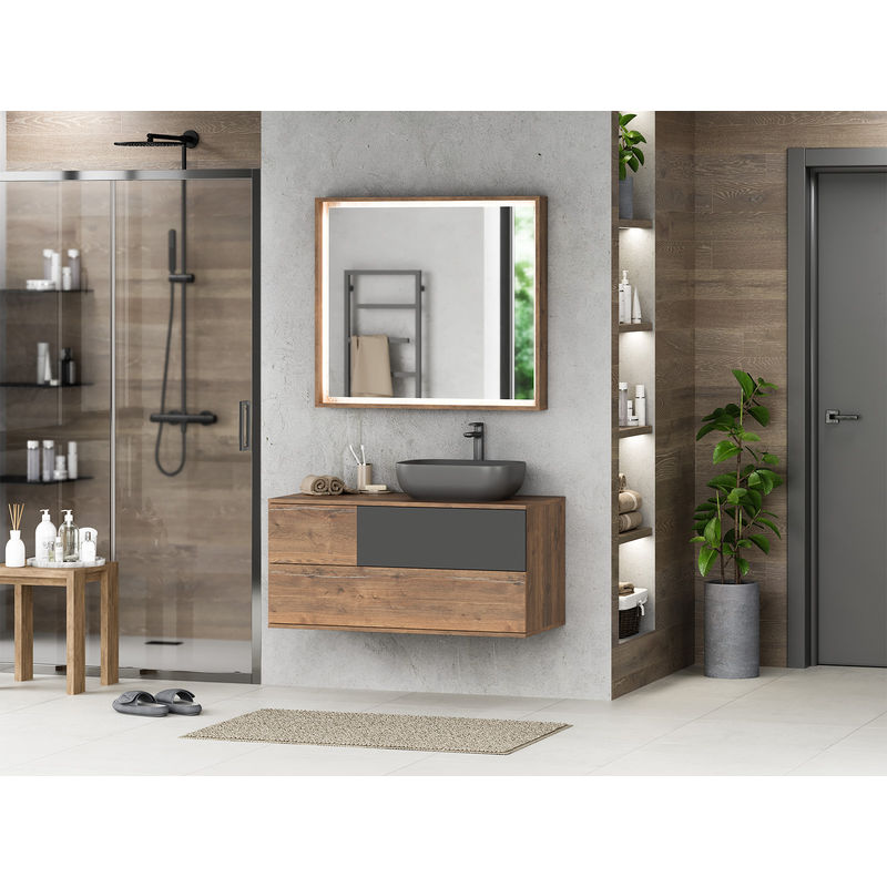 Тумба под раковину Misty Коломбо 100 подвесная 2 ящ. прав. П-Кол-01100-074ПП