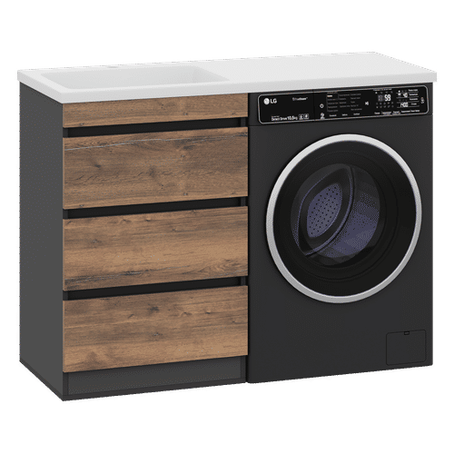 Тумба под раковину Misty Коломбо 60 напольная под стиральную машину 3 ящ. / П-Кол06060-0113Я черный/темное дерево