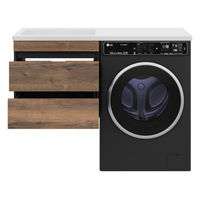 Тумба под раковину Misty Коломбо 60 подвесная под стиральную машину 2 ящ./ П-Кол06060-011П2Я черный/темное дерево — 7