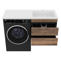 Тумба под раковину Misty Коломбо 60 подвесная под стиральную машину 2 ящ./ П-Кол06060-011П2Я черный/темное дерево — 9