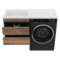 Тумба под раковину Misty Коломбо 60 подвесная под стиральную машину 2 ящ./ П-Кол06060-011П2Я черный/темное дерево — 8