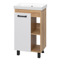 Тумба под раковину Misty Крафт 50 напольная 1 дв. ПВХ П-Кра-07050-011 белый/дуб крафт золотой — 1