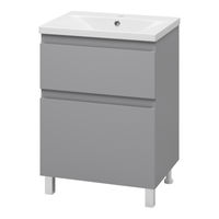 Тумба под раковину Misty Лаки 60 напольная с 2 ящ. / П-Лак-01060-5012Я светло-серая матовая эмаль — 1