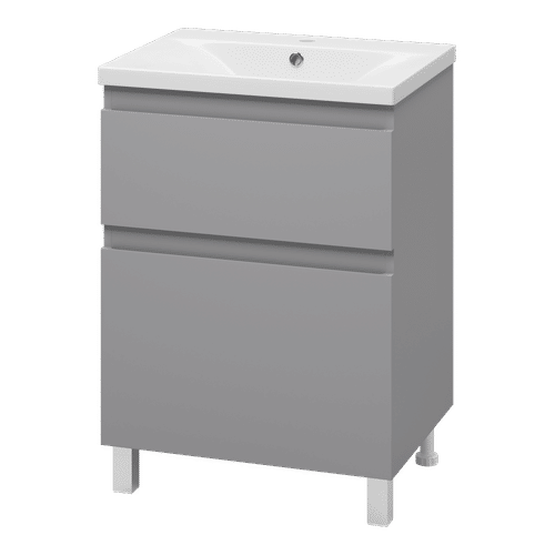 Тумба под раковину Misty Лаки 60 напольная с 2 ящ. / П-Лак-01060-5012Я светло-серая матовая эмаль