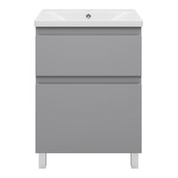 Тумба под раковину Misty Лаки 60 напольная с 2 ящ. / П-Лак-01060-5012Я светло-серая матовая эмаль — 2