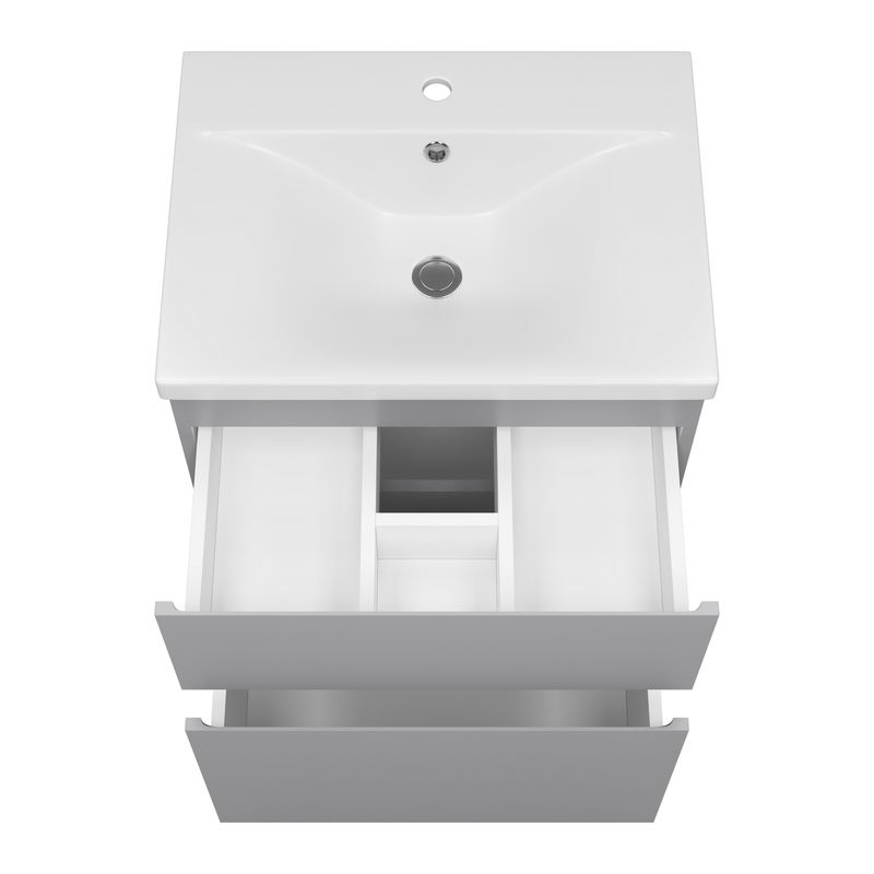 Тумба под раковину Misty Лаки 60 напольная с 2 ящ. / П-Лак-01060-5012Я светло-серая матовая эмаль